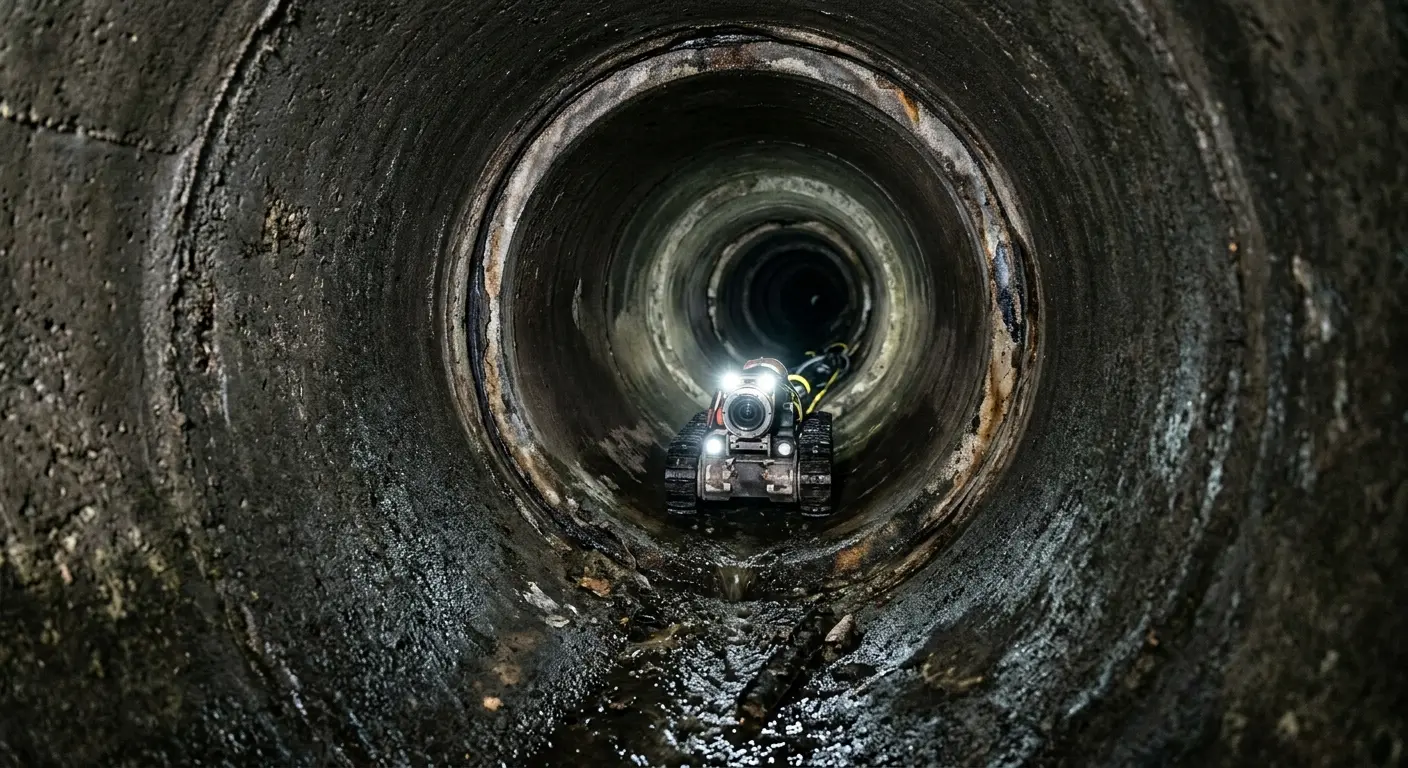 Robotic sewer camera inspecting pipe interior for Drain Snake Service in Krum